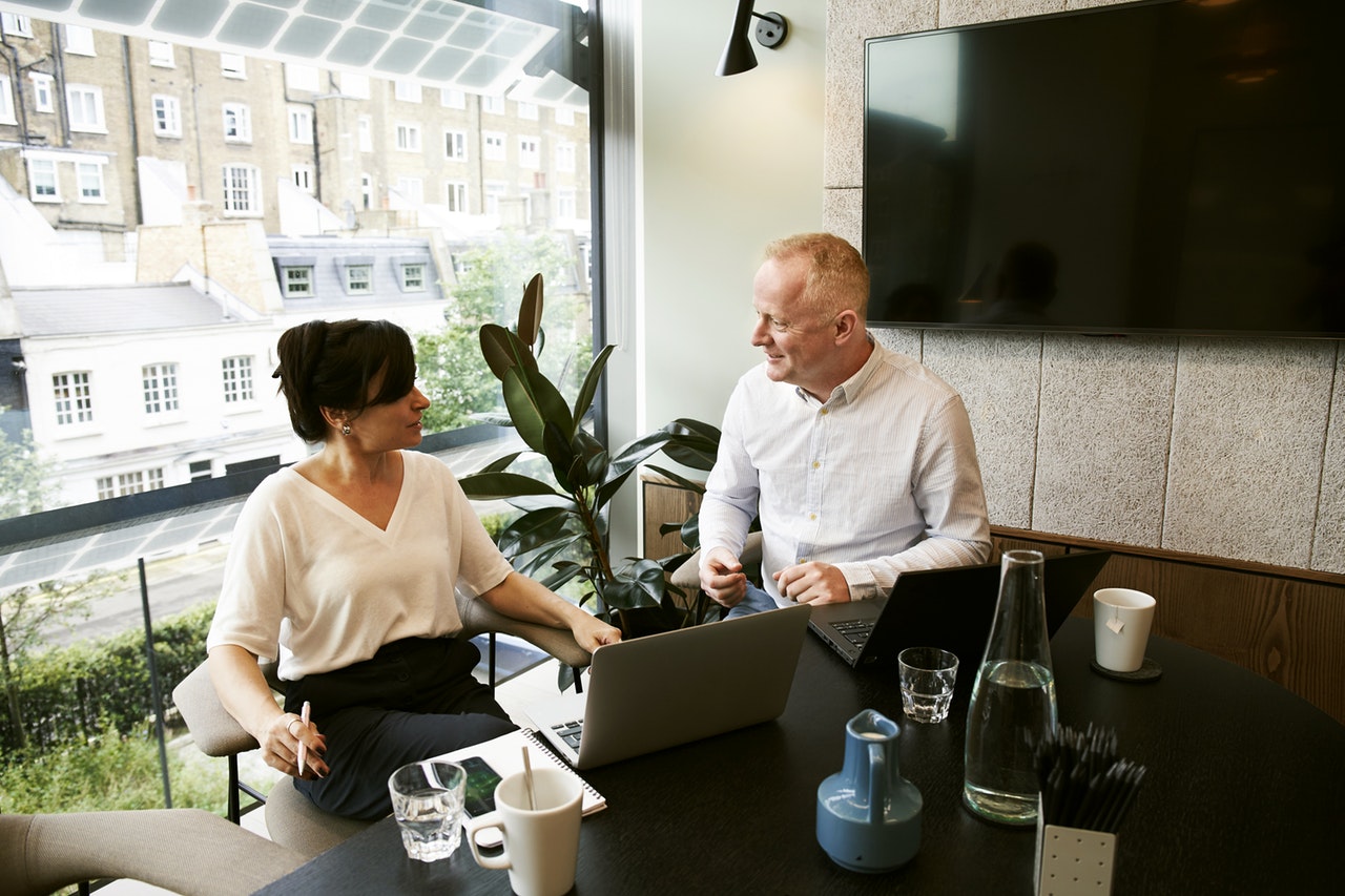 Two recruitment consultants in a role play.